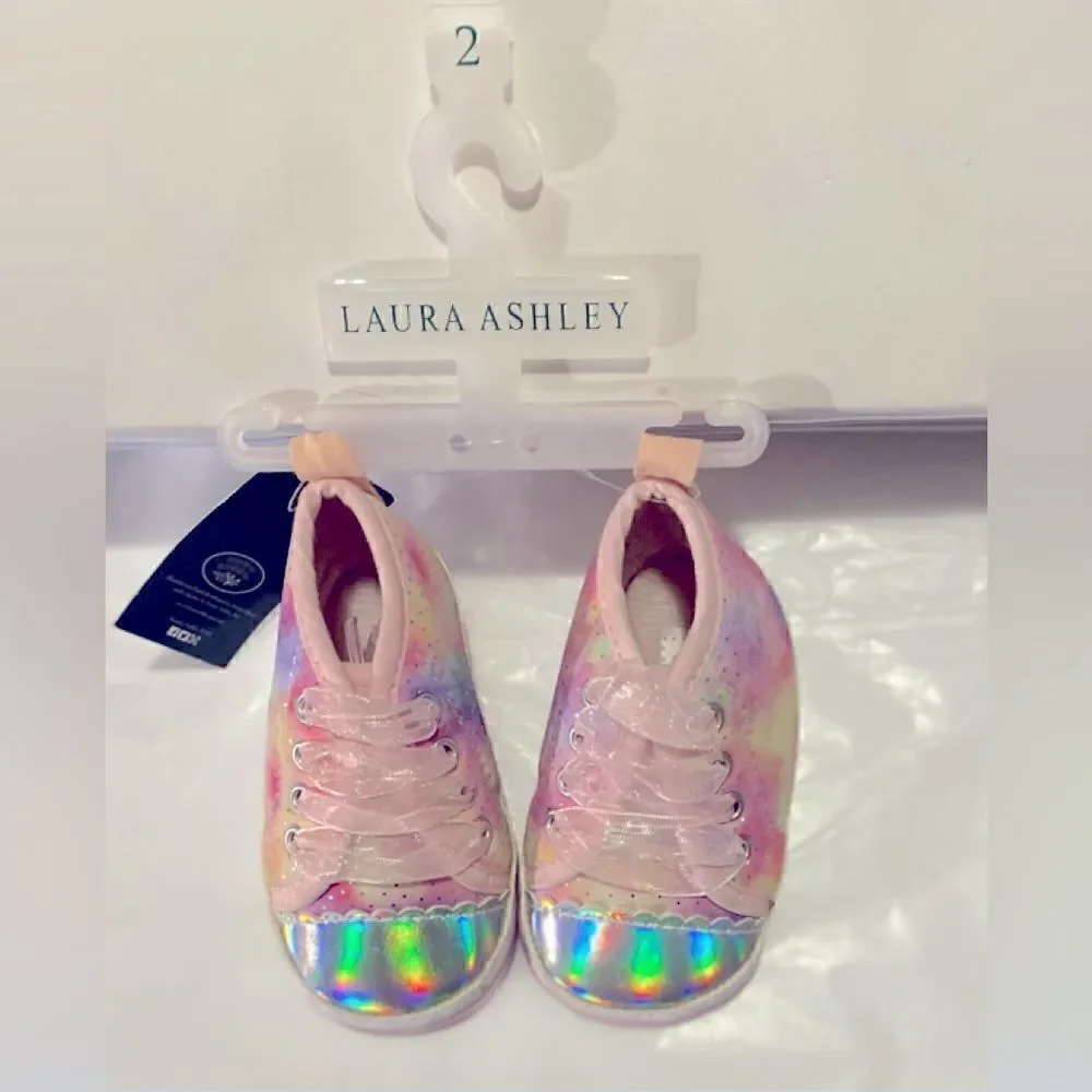 🌷Laura Ashley pink multicolor Baby shoes Boot Size:2